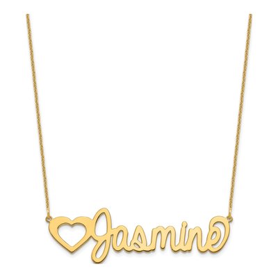 14K Yellow Gold Large Personalized Name Plate Necklace