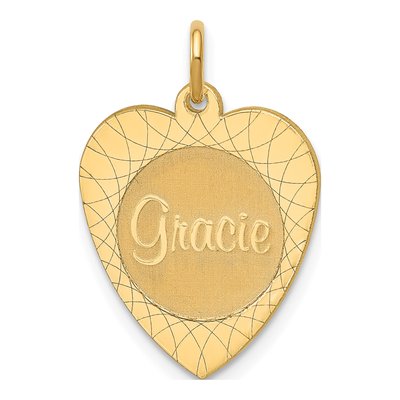 Gold-Plated Sterling Silver Personalized Heart Disc Name Charm
