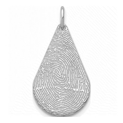 Sterling Silver Fingerprint Tear Drop Charm