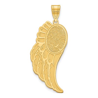 Gold-Plated Sterling Silver Angel Wing Fingerprint Pendant