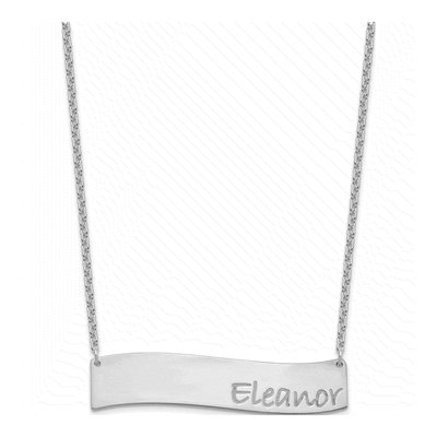 Sterling Silver Curved Bar Name Necklace – view 2