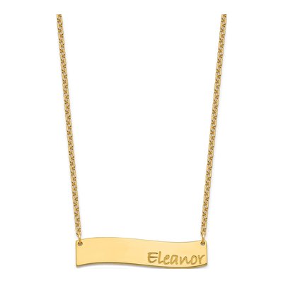 Gold-Plated Sterling Silver Personalized Bradley Hand Curved Bar Necklace – view 2