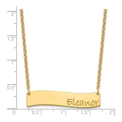 Gold-Plated Sterling Silver Personalized Bradley Hand Curved Bar Necklace – view 3