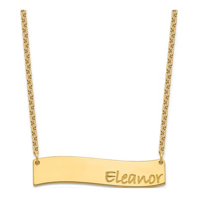 Gold-Plated Sterling Silver Personalized Bradley Hand Curved Bar Necklace