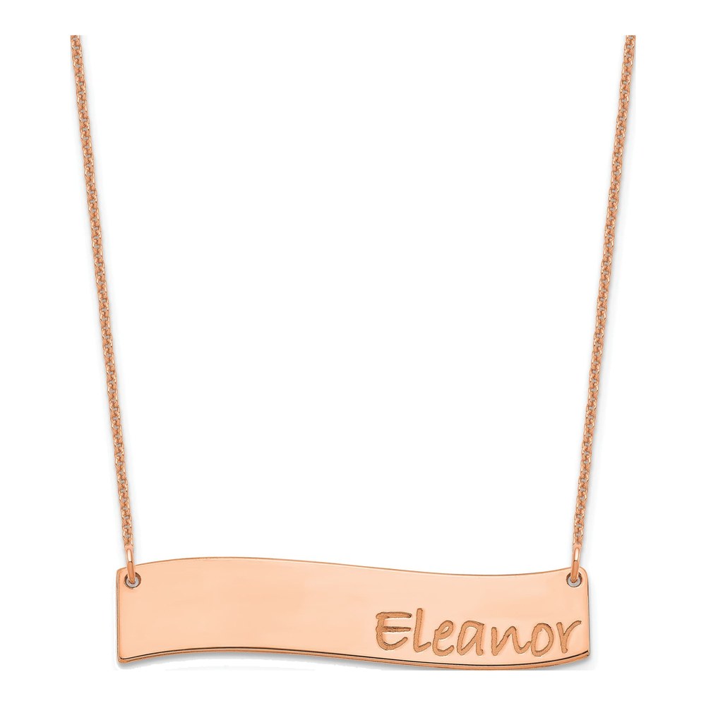 14K Rose Gold Curved Bar Name Necklace