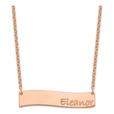 Rose Gold-Plated Sterling Silver Personalized Bar Name Necklace