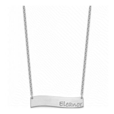 Sterling Silver Personalized Curved Bar Necklace – view 2