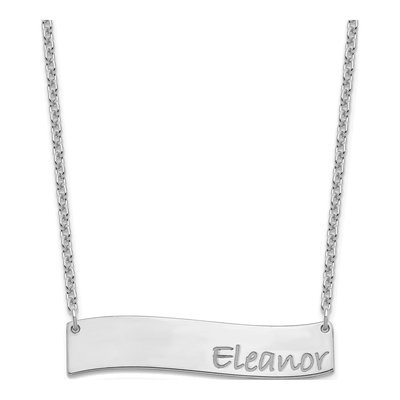 Sterling Silver Personalized Curved Bar Necklace