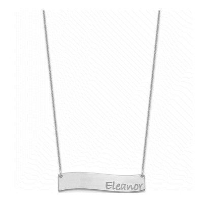 14K White Gold Personalized Curved Bar Necklace – view 2
