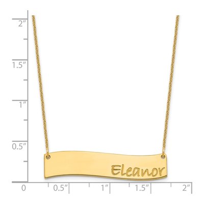 14K Yellow Gold Personalized Curved Bar Necklace – view 3