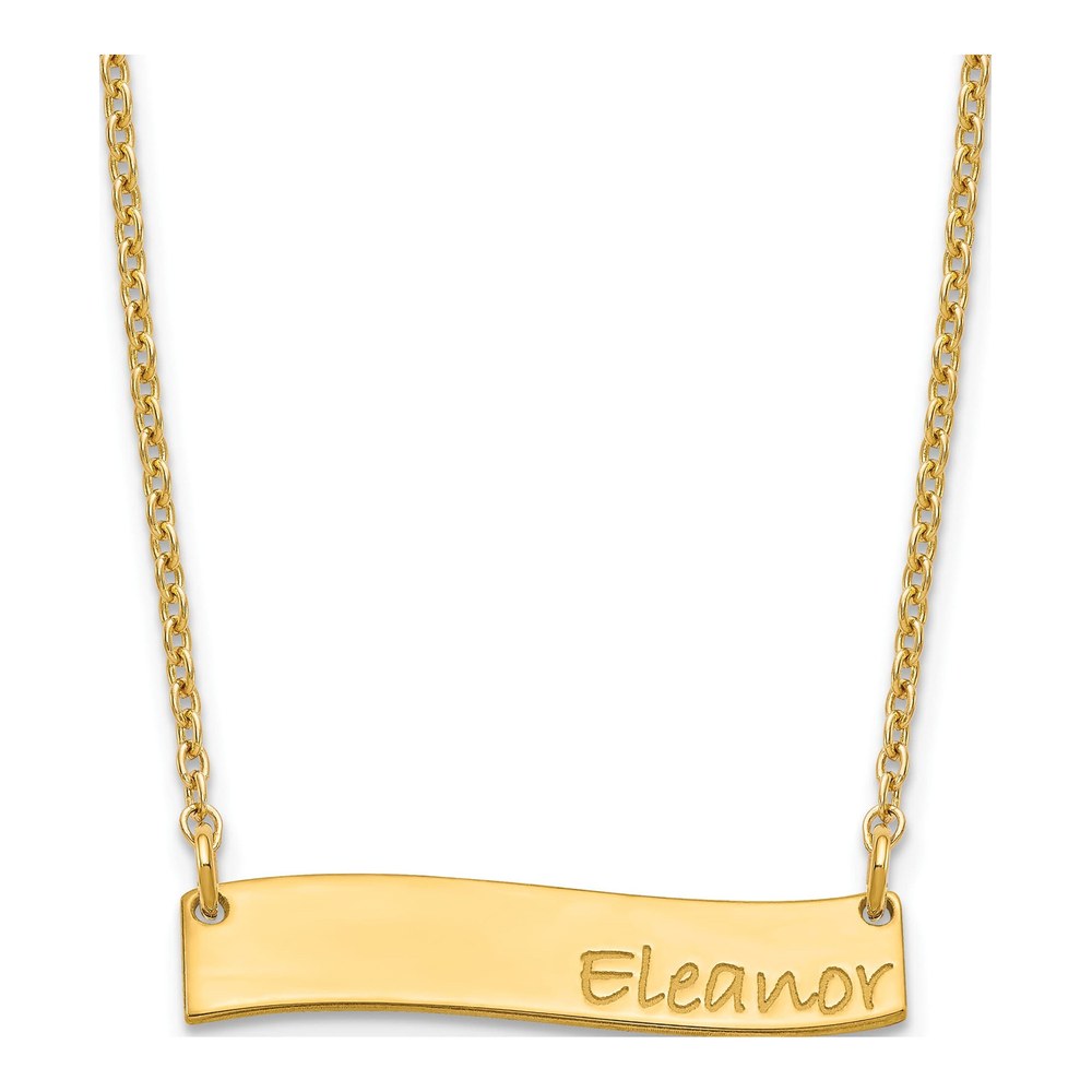 Personalized Gold Plated Curved Bar Name Necklace