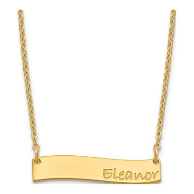 Gold-Plated Sterling Silver Personalized Curved Bar Name Necklace