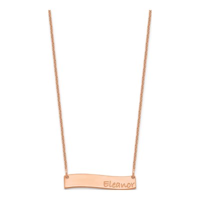 14K Rose Gold Curved Bar Name Necklace – view 2