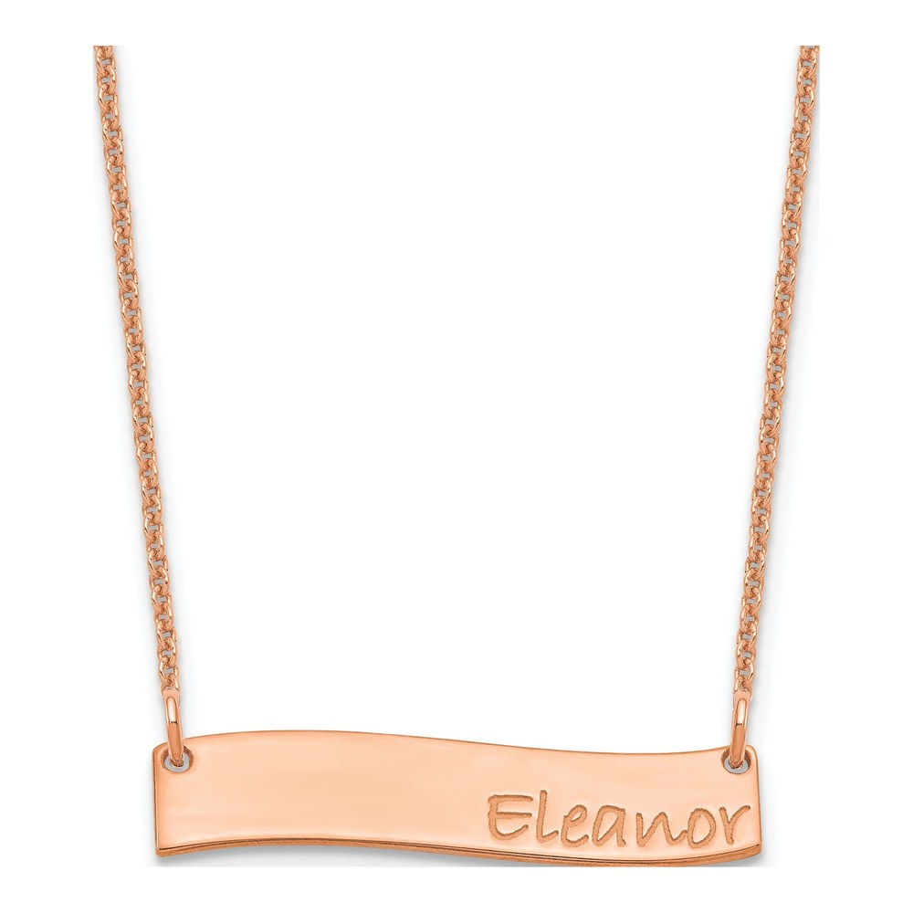 14K Rose Gold Curved Bar Name Necklace, 18 in