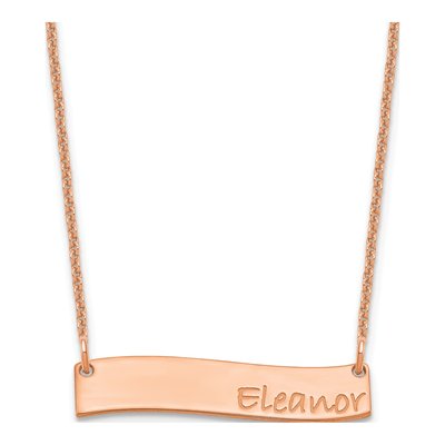 14K Rose Gold Curved Bar Name Necklace