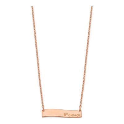 Rose Gold-Plated Sterling Silver Personalized Curved Bar Name Necklace – view 2
