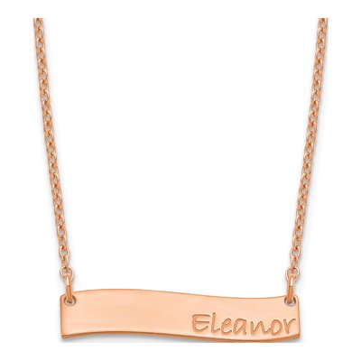 Rose Gold-Plated Sterling Silver Personalized Curved Bar Name Necklace