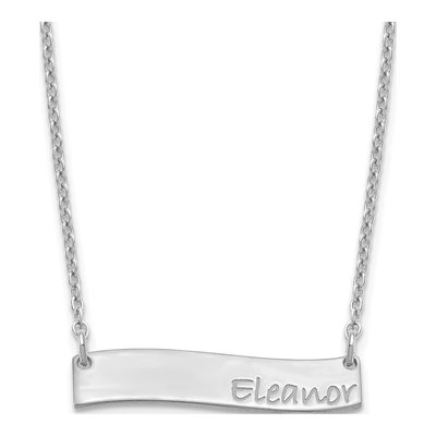 Sterling Silver Curved Bar Name Necklace