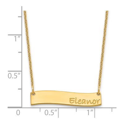 14K Yellow Gold Personalized Curved Bar Necklace – view 3
