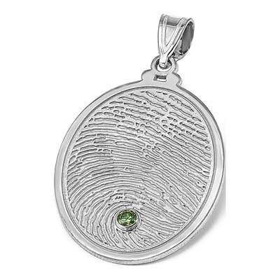 14K White Gold Fingerprint Birthstone Pendant – view 3