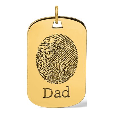 Gold-Plated Sterling Silver Personalized Fingerprint Dog Tag Pendant – view 3