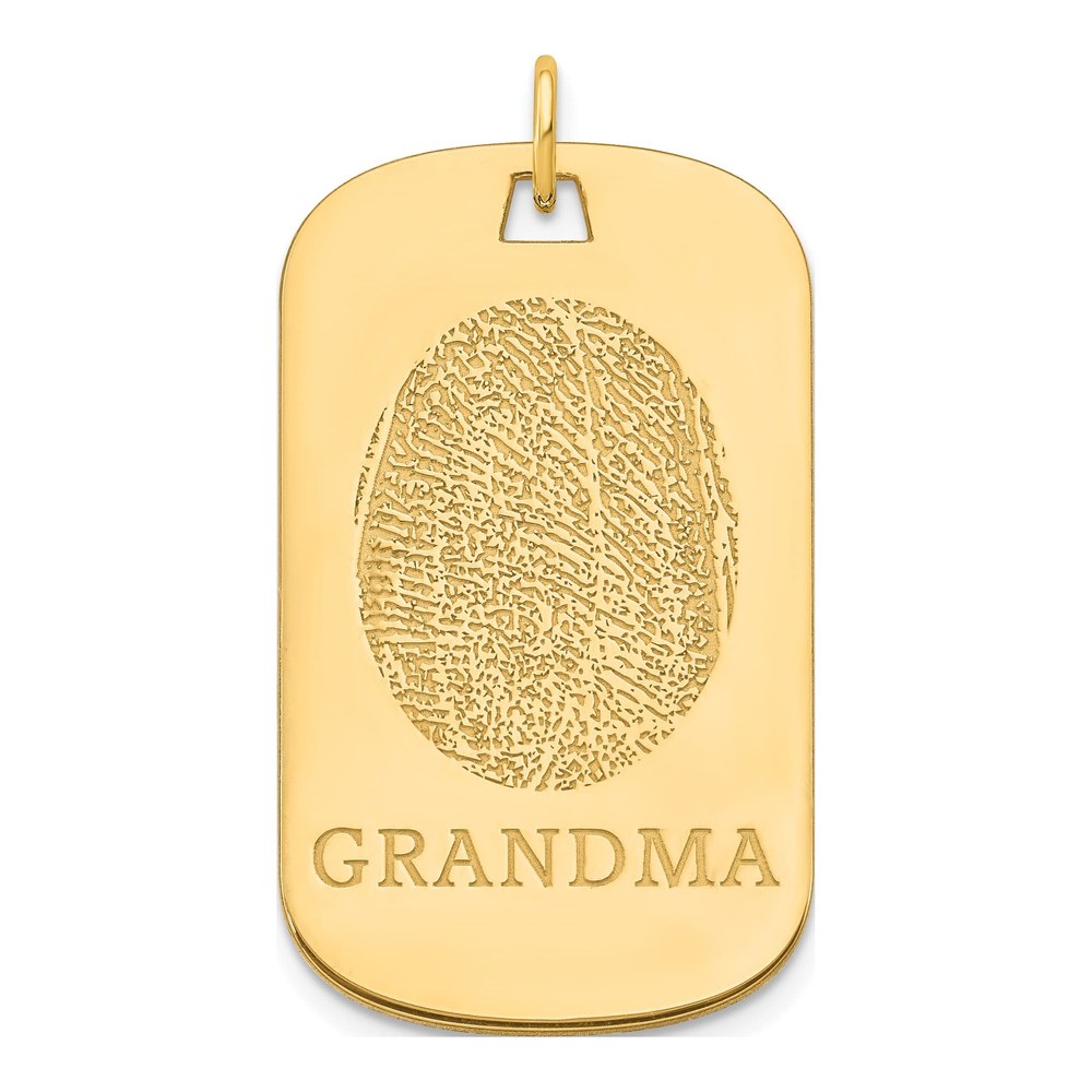 14K Yellow Gold Fingerprint Dog Tag