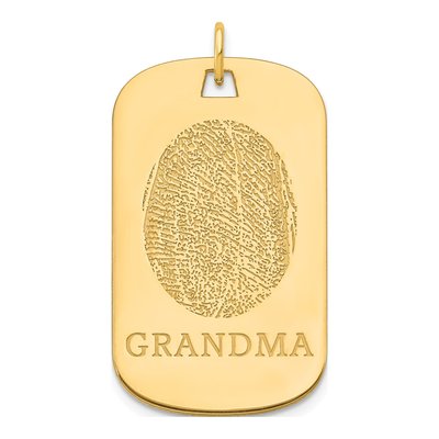 14K Yellow Gold Fingerprint Dog Tag Pendant