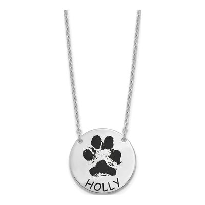 Sterling Silver Paw Print Necklace