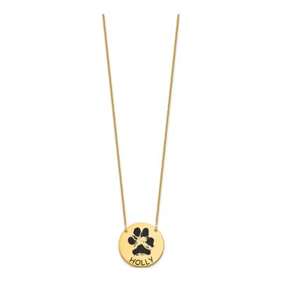 14K Yellow Gold Epoxy Paw Print Necklace – view 2