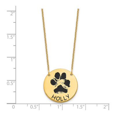 14K Yellow Gold Epoxy Paw Print Necklace – view 3