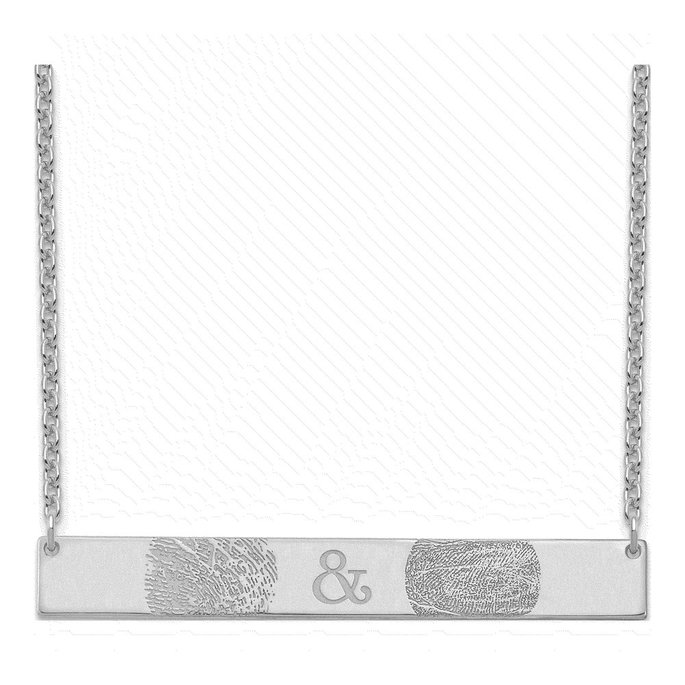 Sterling Silver Personalized Fingerprint Bar Necklace
