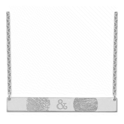 Sterling Silver Personalized Fingerprint Bar Necklace