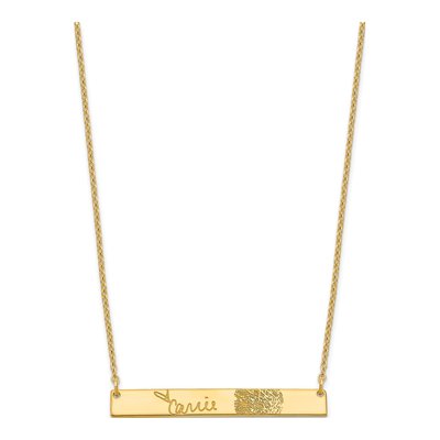 Gold-Plated Sterling Silver Personalized Fingerprint Signature Bar Necklace – view 2