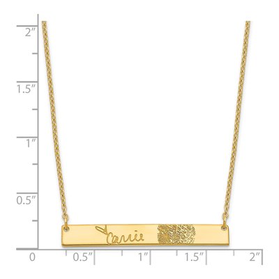 Gold-Plated Sterling Silver Personalized Fingerprint Signature Bar Necklace – view 3