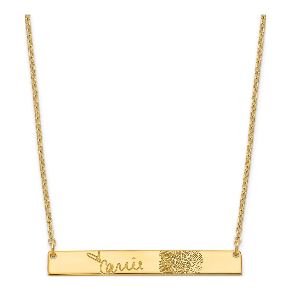 Gold-Plated Sterling Silver Personalized Fingerprint Signature Bar Necklace