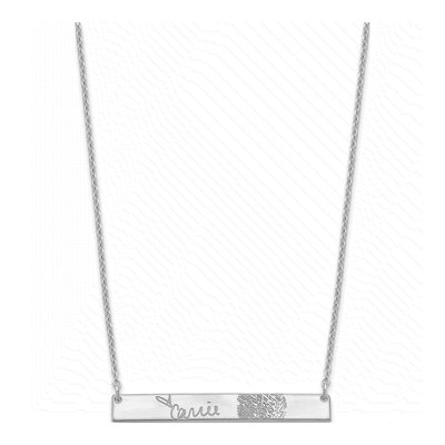 Sterling Silver Personalized Signature Fingerprint Bar Necklace – view 2