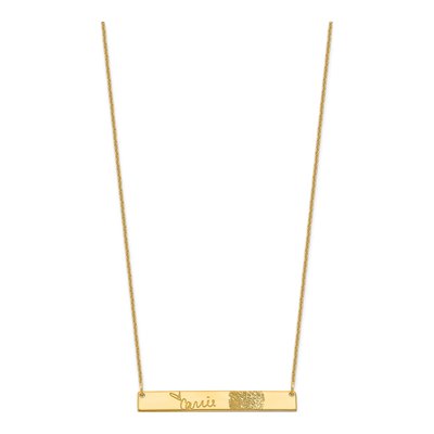 14K Yellow Gold Signature Fingerprint Bar Necklace – view 2