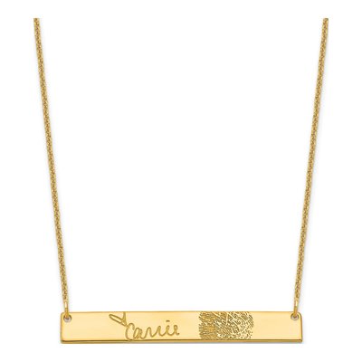 14K Yellow Gold Signature Fingerprint Bar Necklace