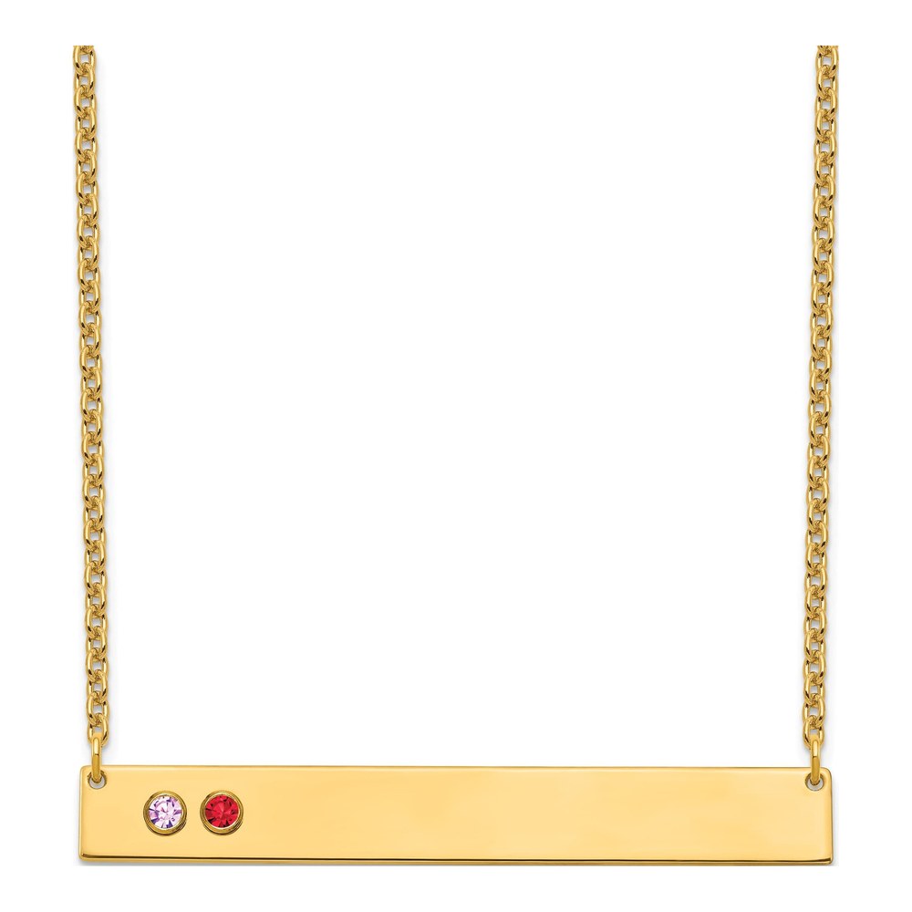 Gold-Plated Sterling Silver Personalized 2-Birthstone Large Bar Necklace