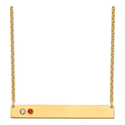 Gold-Plated Sterling Silver Personalized 2-Birthstone Large Bar Necklace