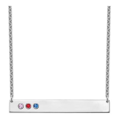 Sterling Silver 3-Birthstone Bar Necklace