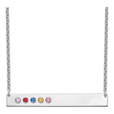 Sterling Silver 5-Birthstone Bar Necklace