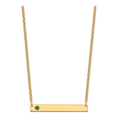 Ss/Gold Plated Sterling Silver/Gold-Plated 1 Birthstone Large Bar Necklace – view 2