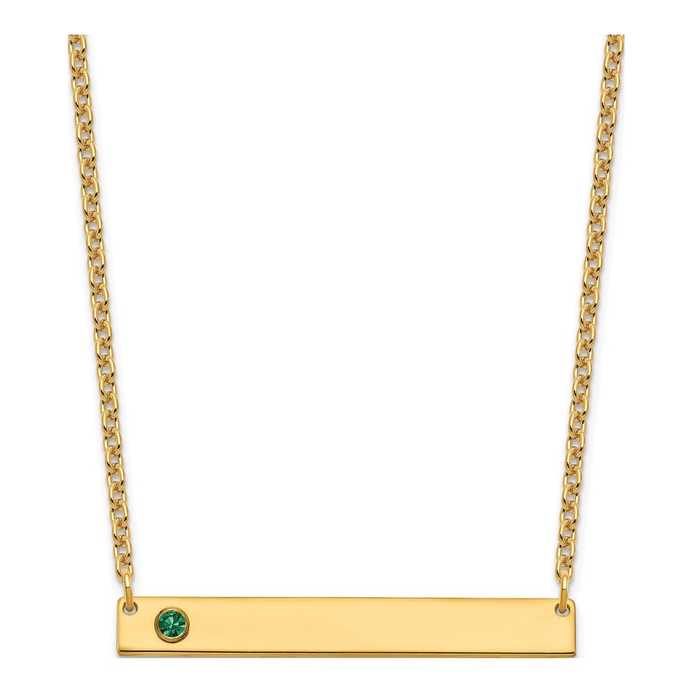 Ss/Gold Plated Sterling Silver/Gold-Plated 1 Birthstone Large Bar Necklace