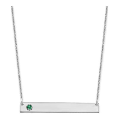 14K White Gold Personalized Birthstone Bar Necklace