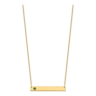 14K Yellow Gold Personalized Birthstone Bar Necklace – view 2