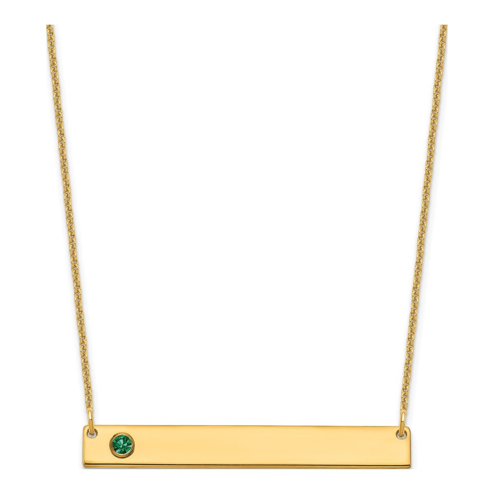 14K Yellow Gold Personalized Birthstone Bar Necklace