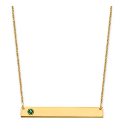 14K Yellow Gold Personalized Birthstone Bar Necklace