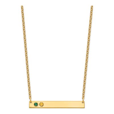 Gold-Plated Sterling Silver 2-Birthstone Large Bar Necklace – view 2