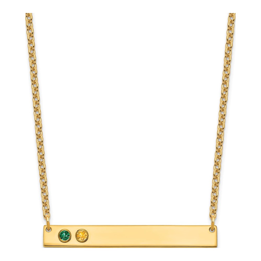 Gold-Plated Sterling Silver 2-Birthstone Large Bar Necklace
